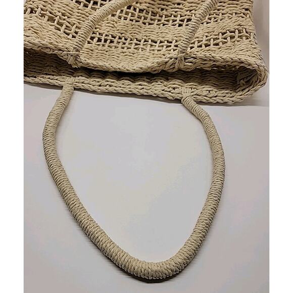 J.CREW Marseille 100% Paper Straw Open Weave Unstructured Market Tote Bag Beach - Picture 8 of 16